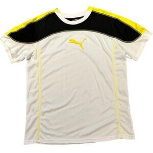 Puma Boys XL Dry Cell White Shirt Sleeve T Shirt with Yellow Logo and Black NWT